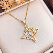 XL1824 Square Round Geometric Necklace Gold