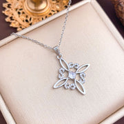 XL1824 Square Round Geometric Necklace Silver