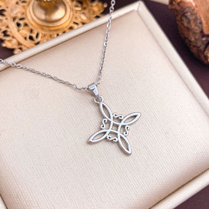 Simple Style Titanium Steel Knot Necklace For Women With Cable Chain Featuring Witches Knot Jewelry Design