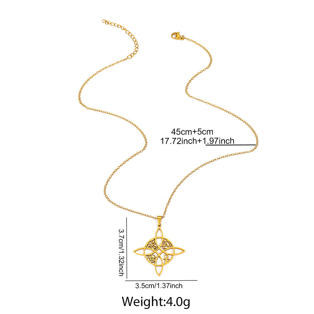 Vintage Style Cross Pendant Necklace For Unisex Featuring Witches Knot Jewelry Design