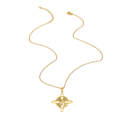 Vintage Style Cross Pendant Necklace For Unisex Featuring Witches Knot Jewelry Design