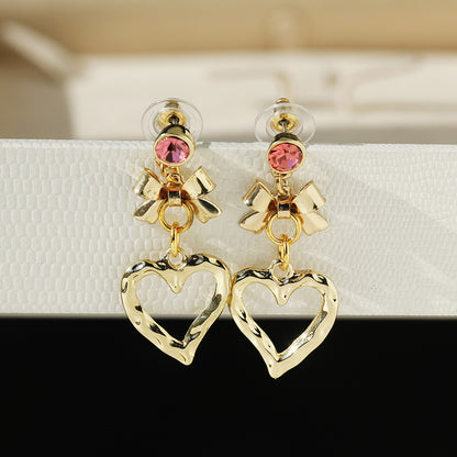 Heart Shape Stud Earrings For Women In Elegant Golden Finish