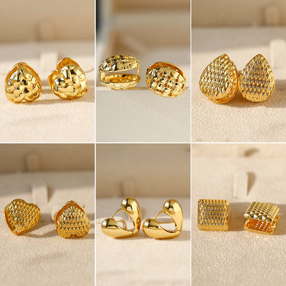 Heart Shape Hoop Earrings For Women In Golden Alloy Featuring Electroplated Finish