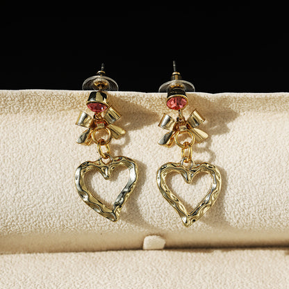 Heart Shape Stud Earrings For Women In Elegant Golden Finish