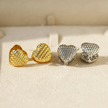 Heart Shape Hoop Earrings For Women In Golden Alloy Featuring Electroplated Finish