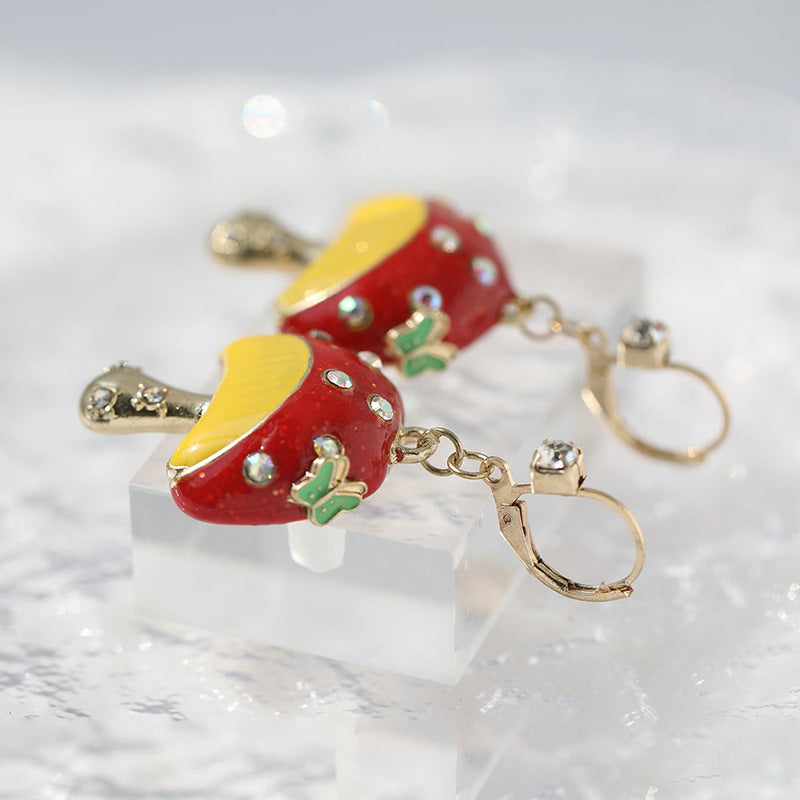 Mushroom Enamel Brooch For Women In Cartoon Style With Colourful Rhinestones Inlay On Metal