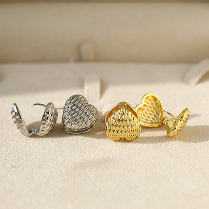 Heart Shape Hoop Earrings For Women In Golden Alloy Featuring Electroplated Finish