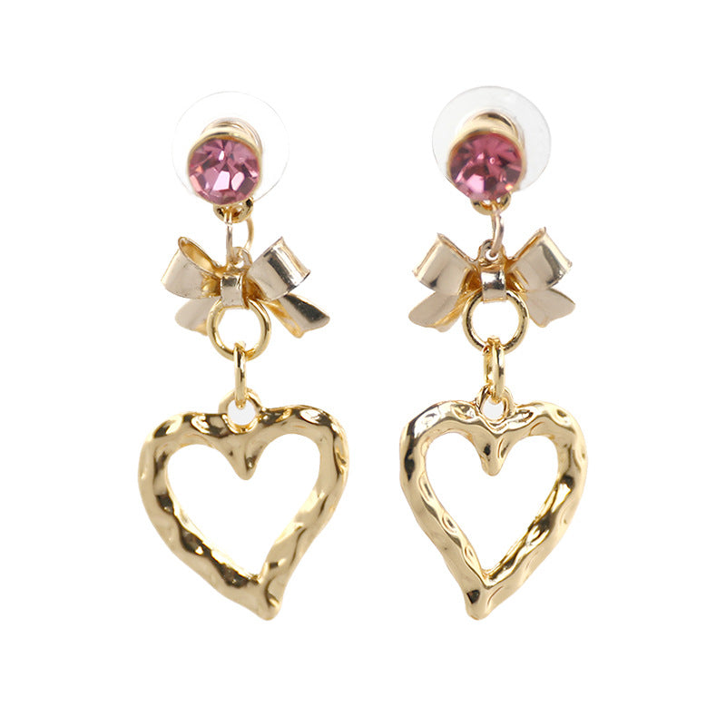 Heart Shape Stud Earrings For Women In Elegant Golden Finish