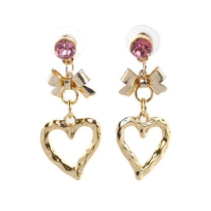Heart Shape Stud Earrings For Women In Elegant Golden Finish