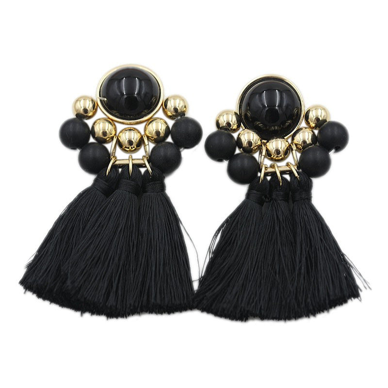 Retro Red Tassel Earrings For Women In Alloy Material Featuring Elegant Craftsmanship