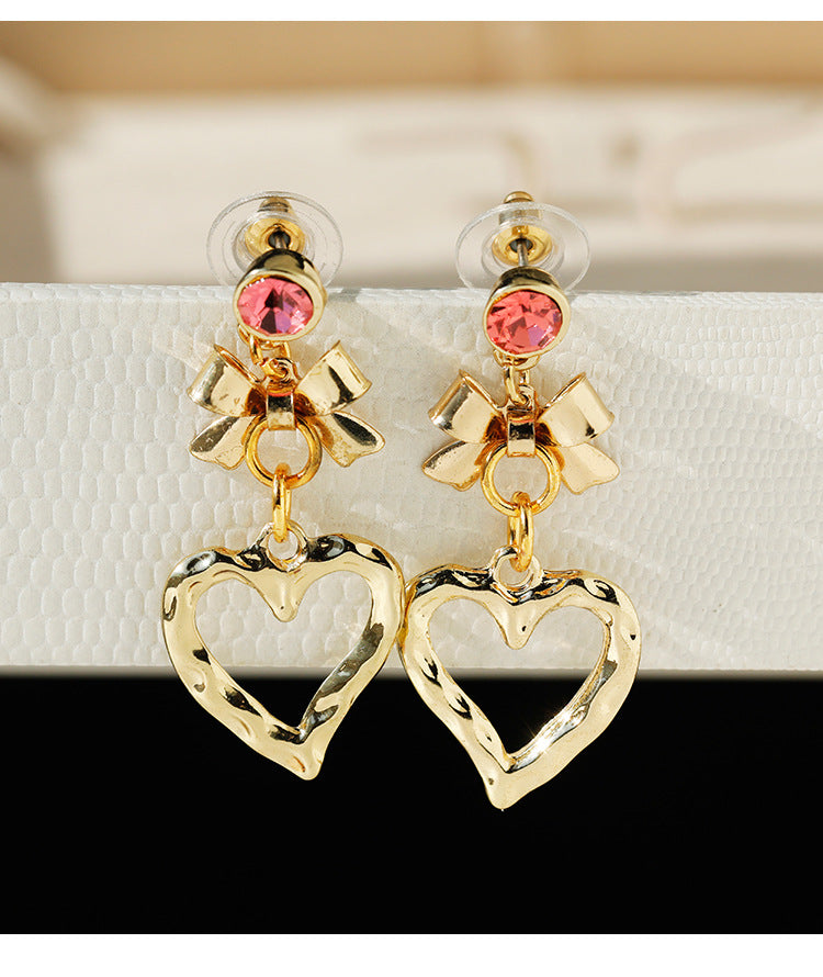 Heart Shape Stud Earrings For Women In Elegant Golden Finish