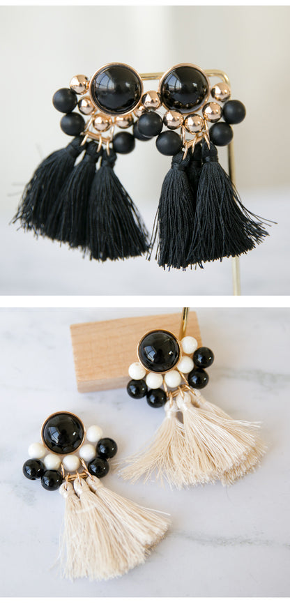Retro Red Tassel Earrings For Women In Alloy Material Featuring Elegant Craftsmanship