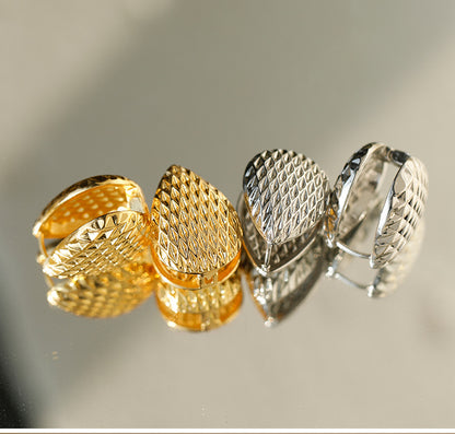 Heart Shape Hoop Earrings For Women In Golden Alloy Featuring Electroplated Finish