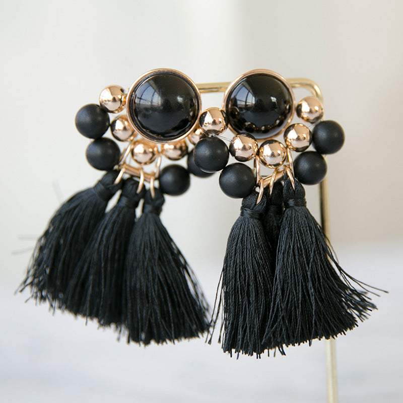 Retro Red Tassel Earrings For Women In Alloy Material Featuring Elegant Craftsmanship