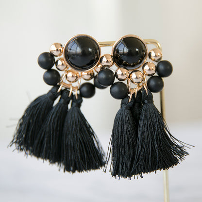 Retro Red Tassel Earrings For Women In Alloy Material Featuring Elegant Craftsmanship