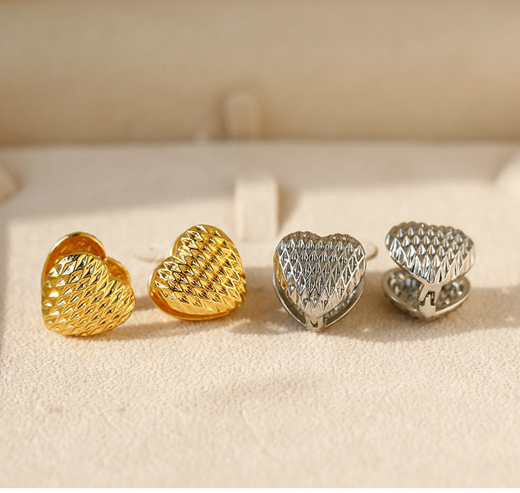 Heart Shape Hoop Earrings For Women In Golden Alloy Featuring Electroplated Finish
