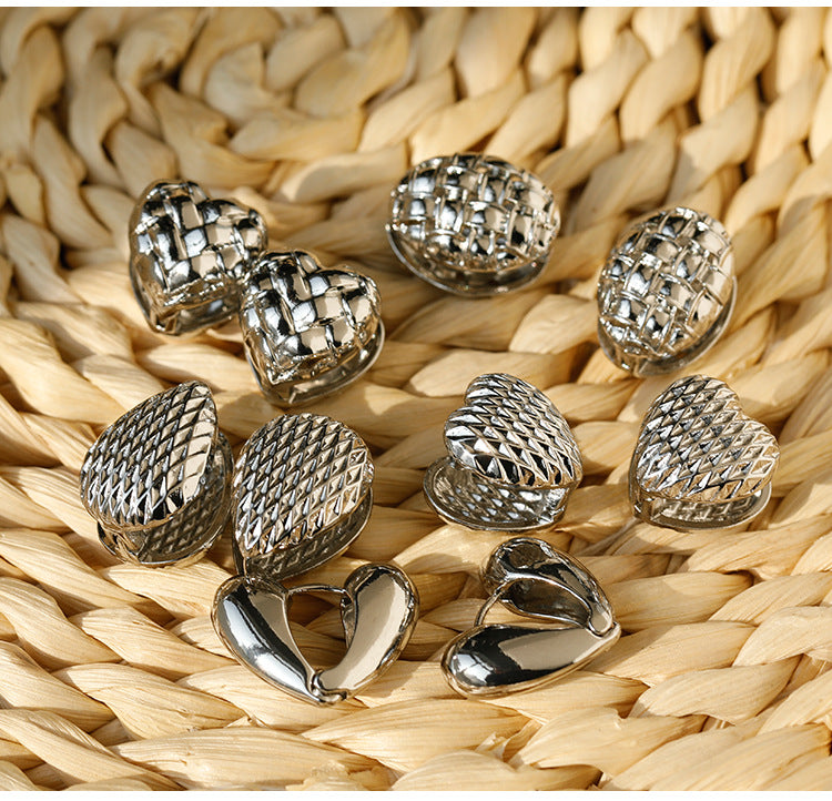 Heart Shape Hoop Earrings For Women In Golden Alloy Featuring Electroplated Finish