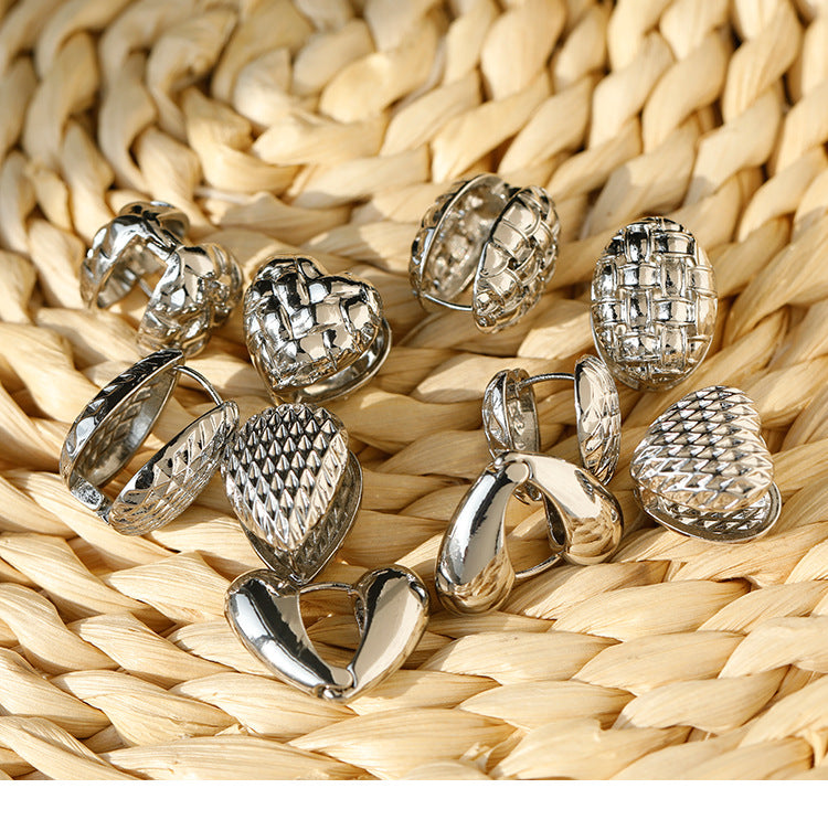 Heart Shape Hoop Earrings For Women In Golden Alloy Featuring Electroplated Finish