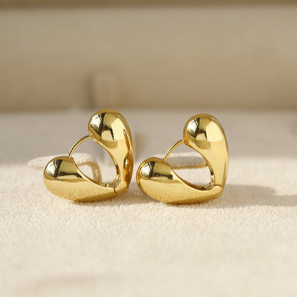 Heart Shape Hoop Earrings For Women In Golden Alloy Featuring Electroplated Finish