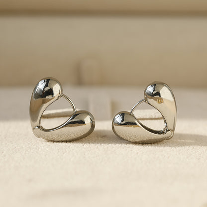 Heart Shape Hoop Earrings For Women In Golden Alloy Featuring Electroplated Finish