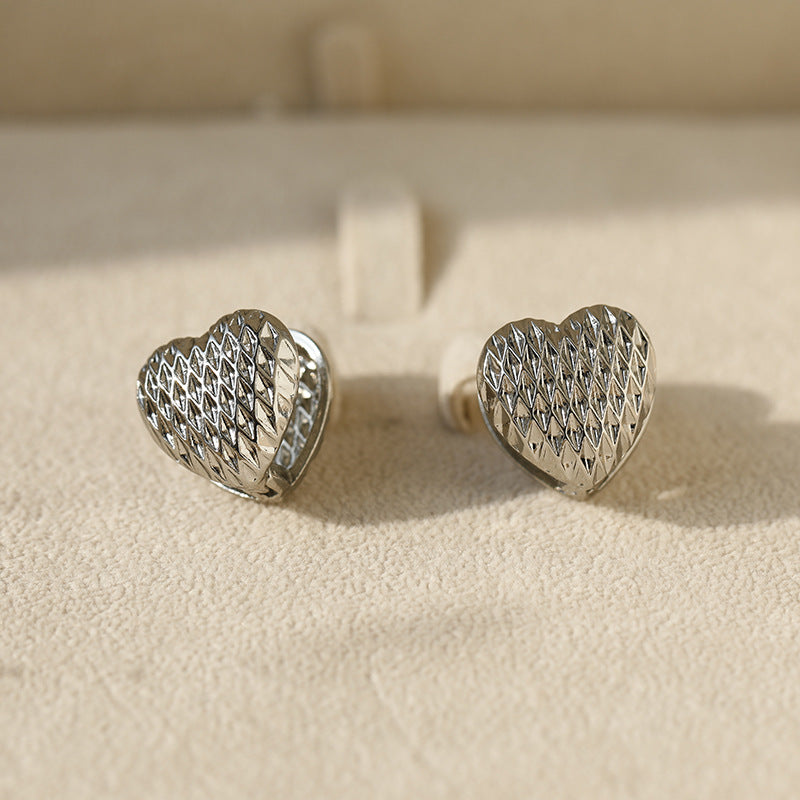 Heart Shape Hoop Earrings For Women In Golden Alloy Featuring Electroplated Finish