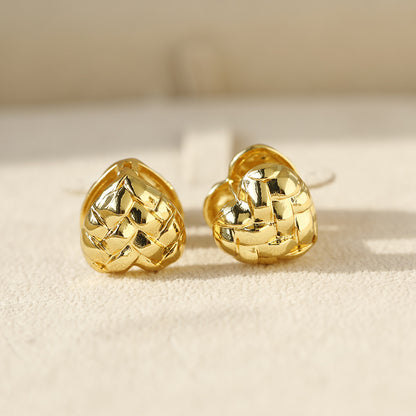 Heart Shape Hoop Earrings For Women In Golden Alloy Featuring Electroplated Finish