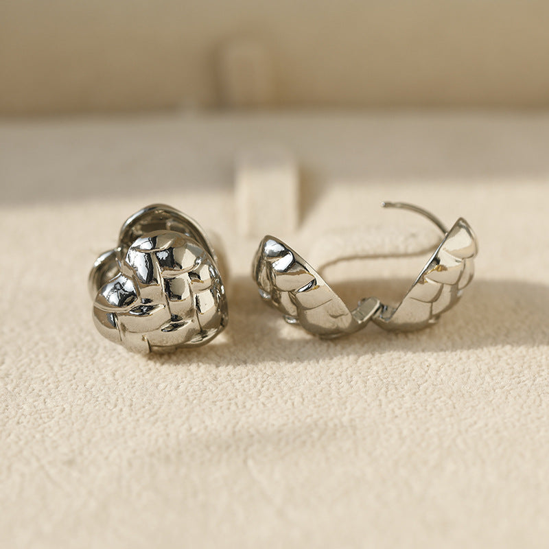 Heart Shape Hoop Earrings For Women In Golden Alloy Featuring Electroplated Finish