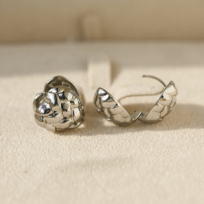 Heart Shape Hoop Earrings For Women In Golden Alloy Featuring Electroplated Finish