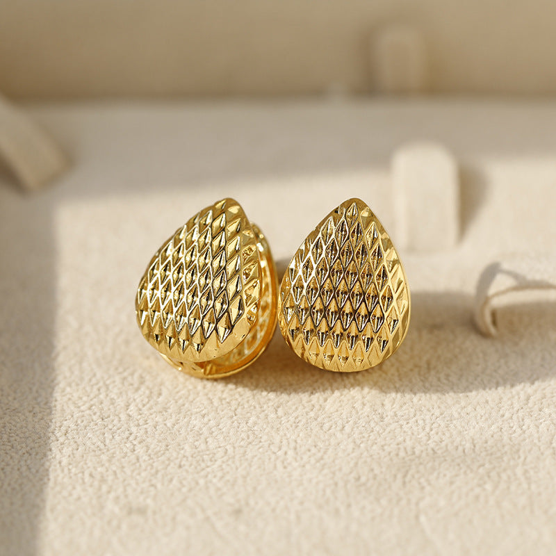 Heart Shape Hoop Earrings For Women In Golden Alloy Featuring Electroplated Finish