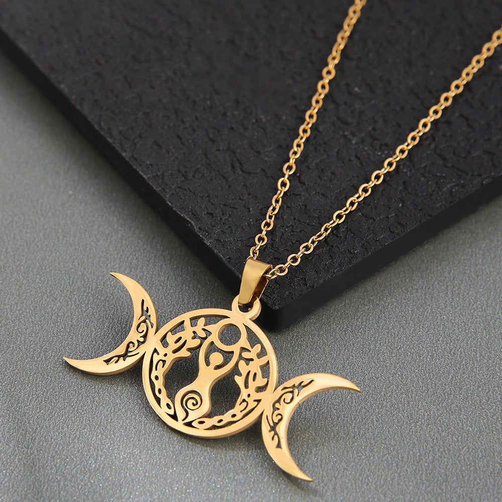 Celtic Knot Pendant Necklace For Unisex, Electroplated Gold Plating Process Featuring Witches Knot Jewelry Design