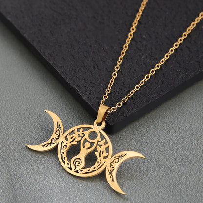 Celtic Knot Pendant Necklace For Unisex, Electroplated Gold Plating Process Featuring Witches Knot Jewelry Design