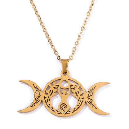 Celtic Knot Pendant Necklace For Unisex, Electroplated Gold Plating Process Featuring Witches Knot Jewelry Design