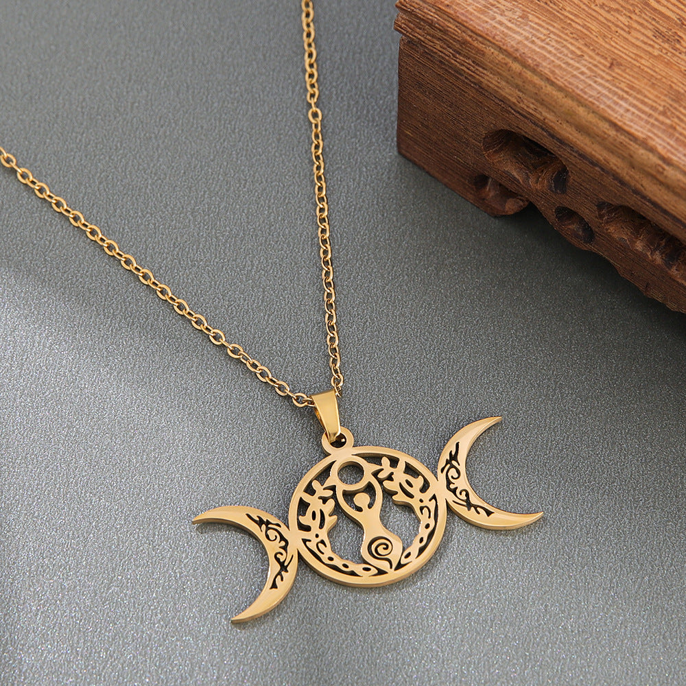 Celtic Knot Pendant Necklace For Unisex, Electroplated Gold Plating Process Featuring Witches Knot Jewelry Design