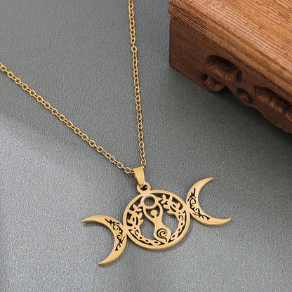 Celtic Knot Pendant Necklace For Unisex, Electroplated Gold Plating Process Featuring Witches Knot Jewelry Design