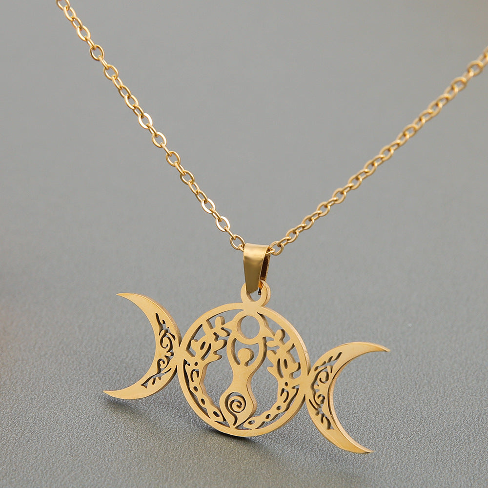 Celtic Knot Pendant Necklace For Unisex, Electroplated Gold Plating Process Featuring Witches Knot Jewelry Design