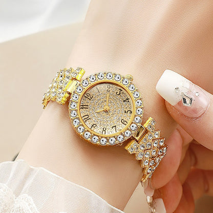 Quartz Women’s Watch With Alloy Strap And Jewelry Buckle, Featuring Plexiglass Mirror And Pointer Display
