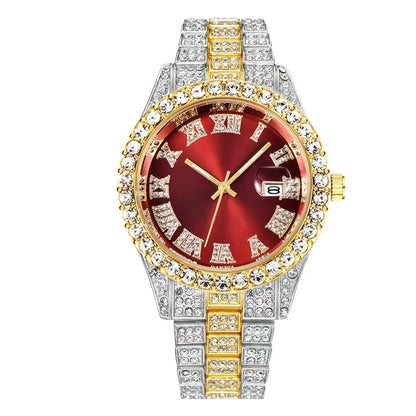 Men's Quartz Watch With Alloy Strap And Single Folding Buckle, Featuring Ordinary Glass Mirror And Pointer+Number Display