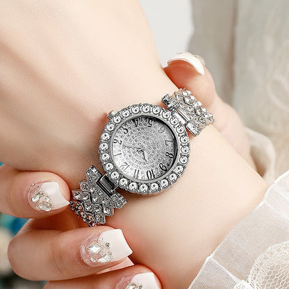 Quartz Women’s Watch With Alloy Strap And Jewelry Buckle, Featuring Plexiglass Mirror And Pointer Display