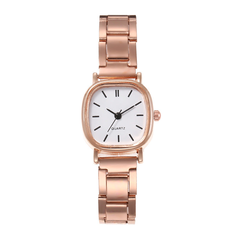 Women's Quartz Watch With Alloy Strap And Single Folding Buckle, Featuring Ordinary Glass Mirror And Pointer+Number Display