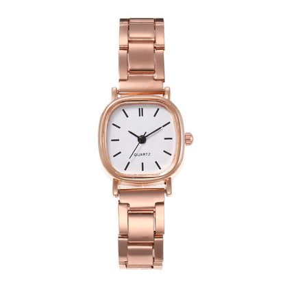 Women's Quartz Watch With Alloy Strap And Single Folding Buckle, Featuring Ordinary Glass Mirror And Pointer+Number Display