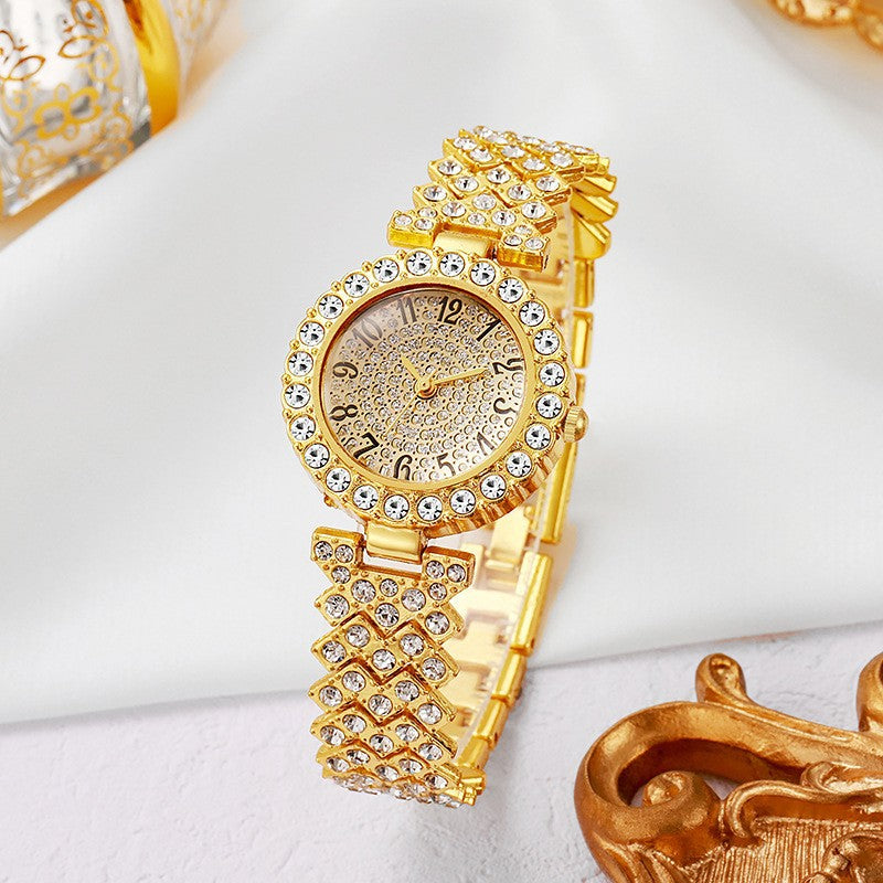 Quartz Women’s Watch With Alloy Strap And Jewelry Buckle, Featuring Plexiglass Mirror And Pointer Display