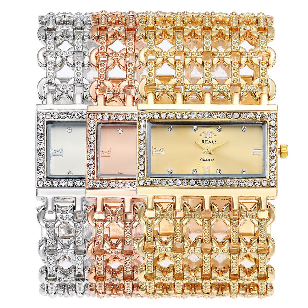 Women's Quartz Watch With Alloy Strap And Jewelry Buckle Featuring Quartz Glass Mirror And Pointer+Number Display