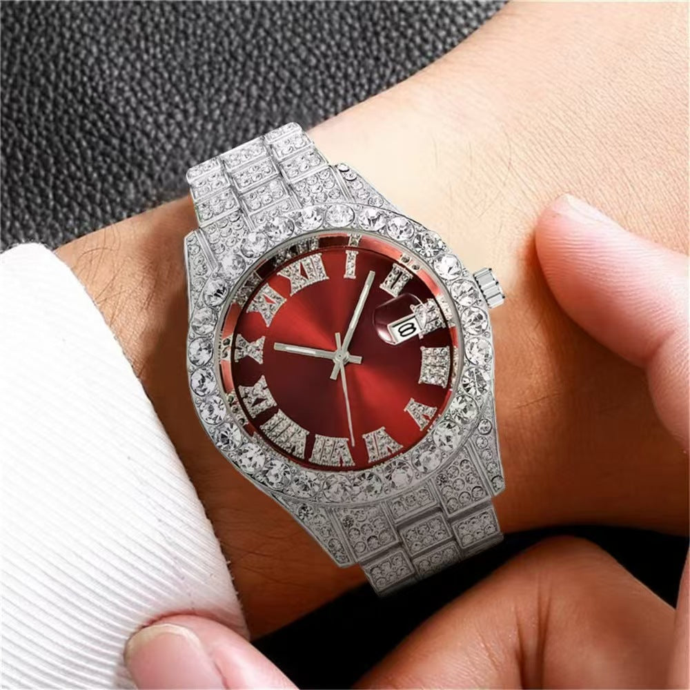 Men's Quartz Watch With Alloy Strap And Single Folding Buckle, Featuring Ordinary Glass Mirror And Pointer+Number Display