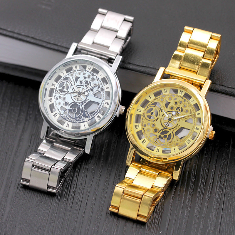 Men's Quartz Watch With Alloy Strap And Buckle, Featuring Ordinary Glass Mirror And Pointer Display