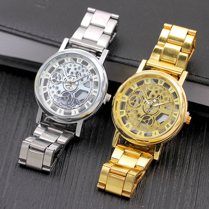Men's Quartz Watch With Alloy Strap And Buckle, Featuring Ordinary Glass Mirror And Pointer Display