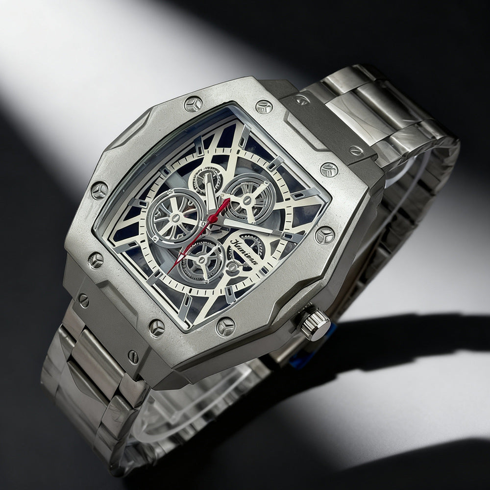 Men's Quartz Watch With Alloy Strap And Buckle, Featuring Ordinary Glass Mirror And Pointer Display