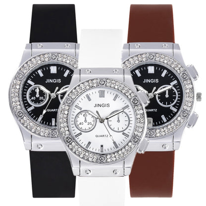 Quartz Watch With Silica Gel Strap And Buckle, Featuring Ordinary Glass Mirror And Pointer Display For Unisex