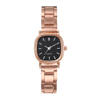 Women's Quartz Watch With Alloy Strap And Single Folding Buckle, Featuring Ordinary Glass Mirror And Pointer+Number Display