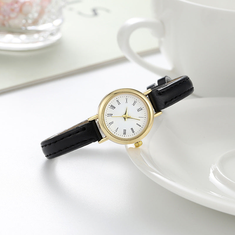 Women’s Quartz Watch With Imitation Leather Strap And Buckle, Featuring Ordinary Glass Mirror And Pointer Display