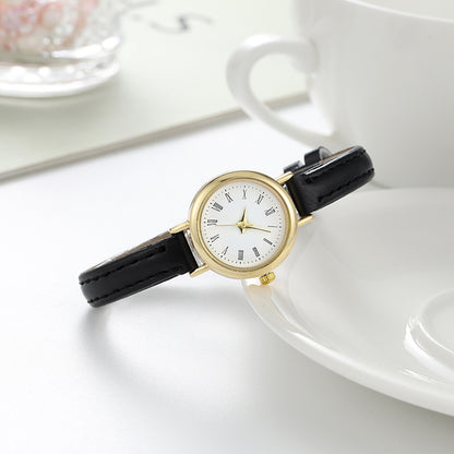 Women’s Quartz Watch With Imitation Leather Strap And Buckle, Featuring Ordinary Glass Mirror And Pointer Display